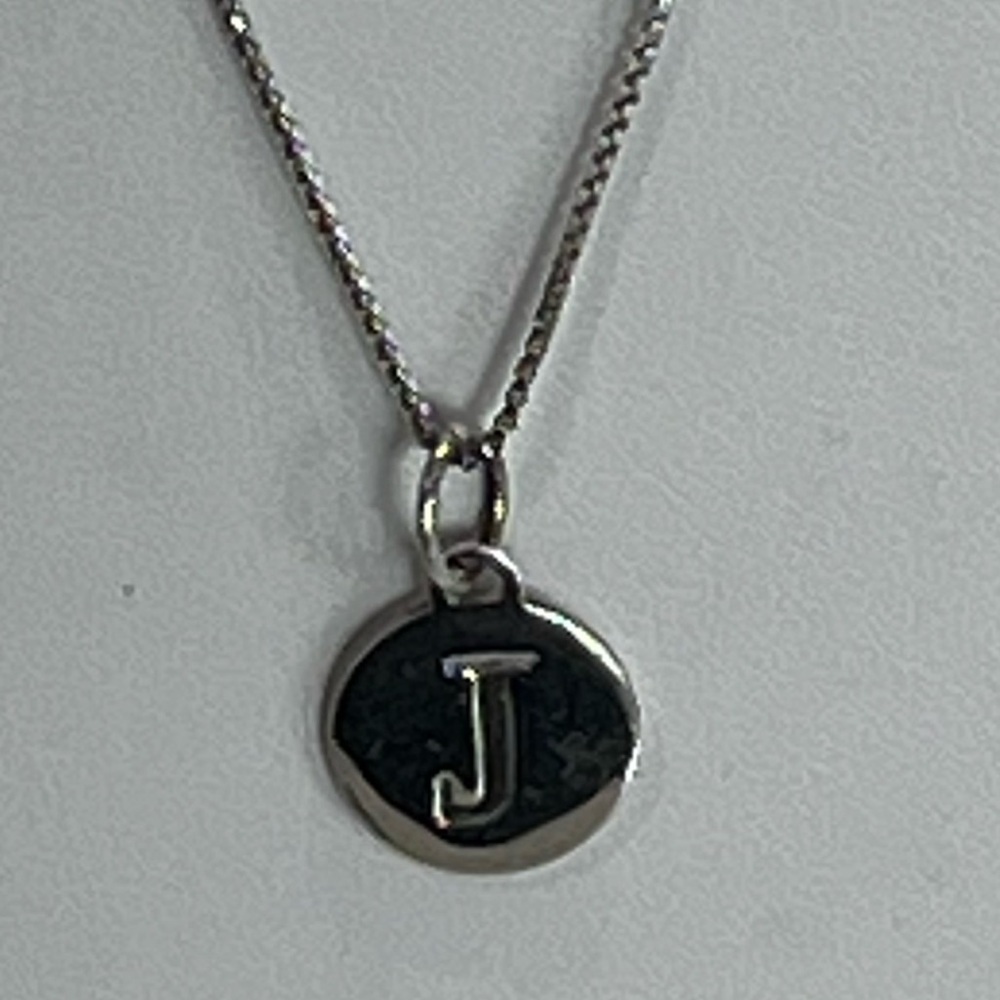 Silver 925 J initial charm Necklace‎
